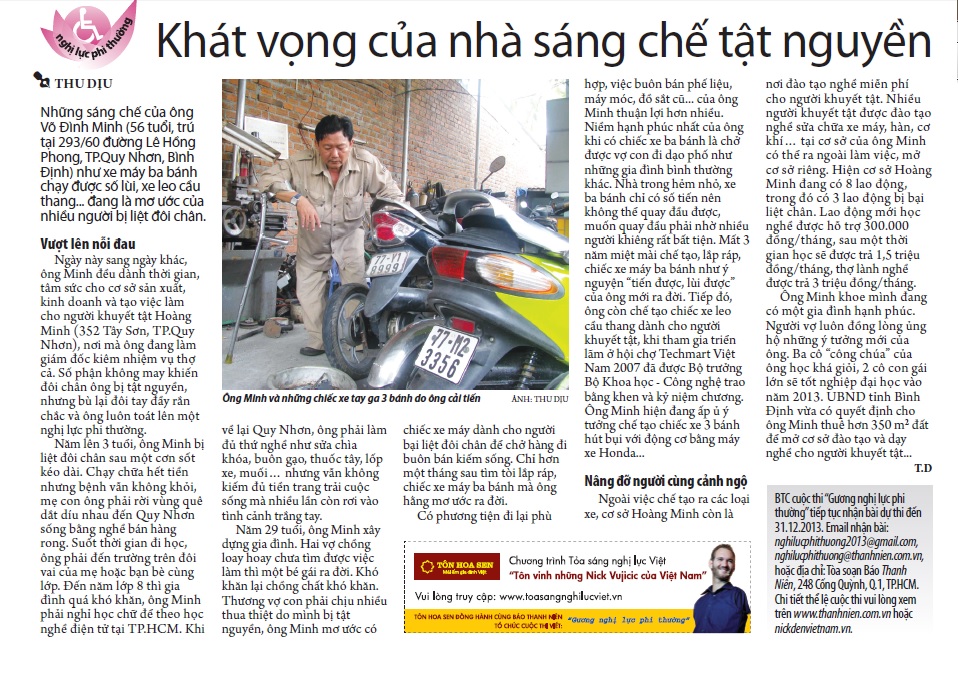 Khát vọng của nhà sáng chế tật nguyền
